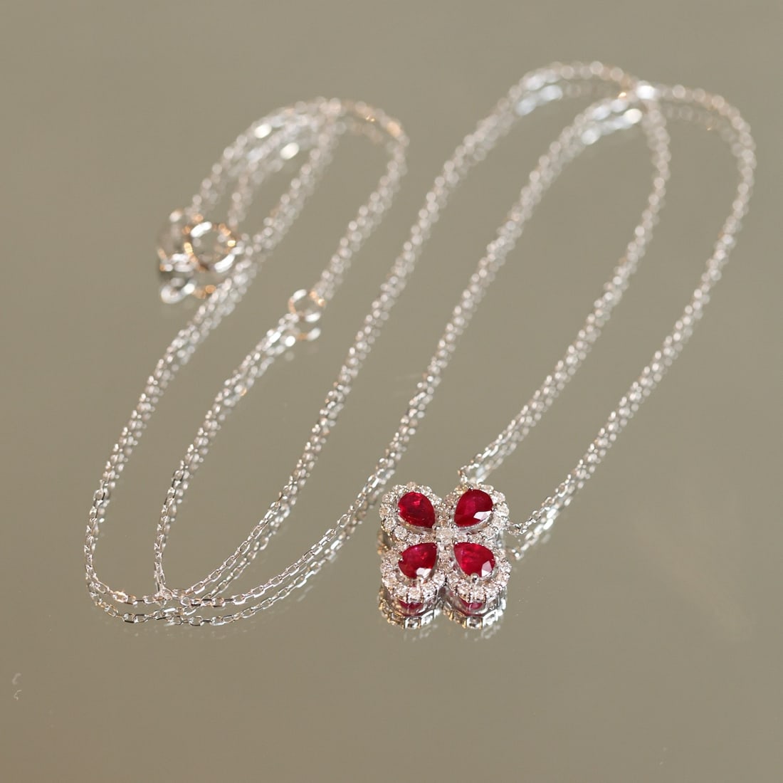 14k Gold 1.30 Ctw Natural Ruby & Diamond Necklace - 4