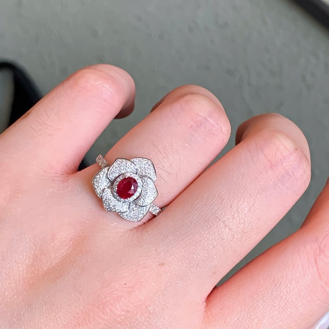 14k Gold 0.98 Ctw Natural Ruby & Diamond Ring - 7