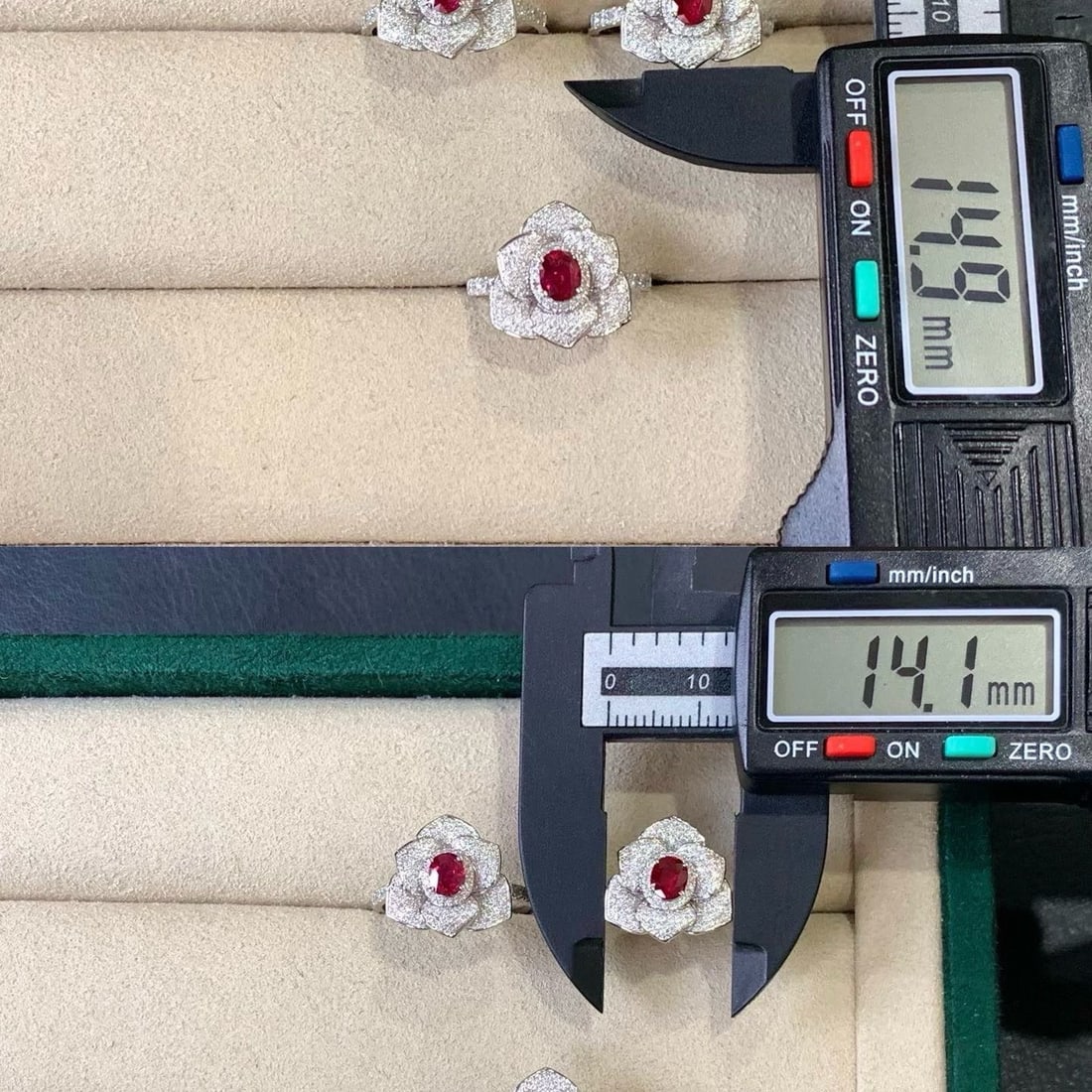 14k Gold 0.98 Ctw Natural Ruby & Diamond Ring - 8