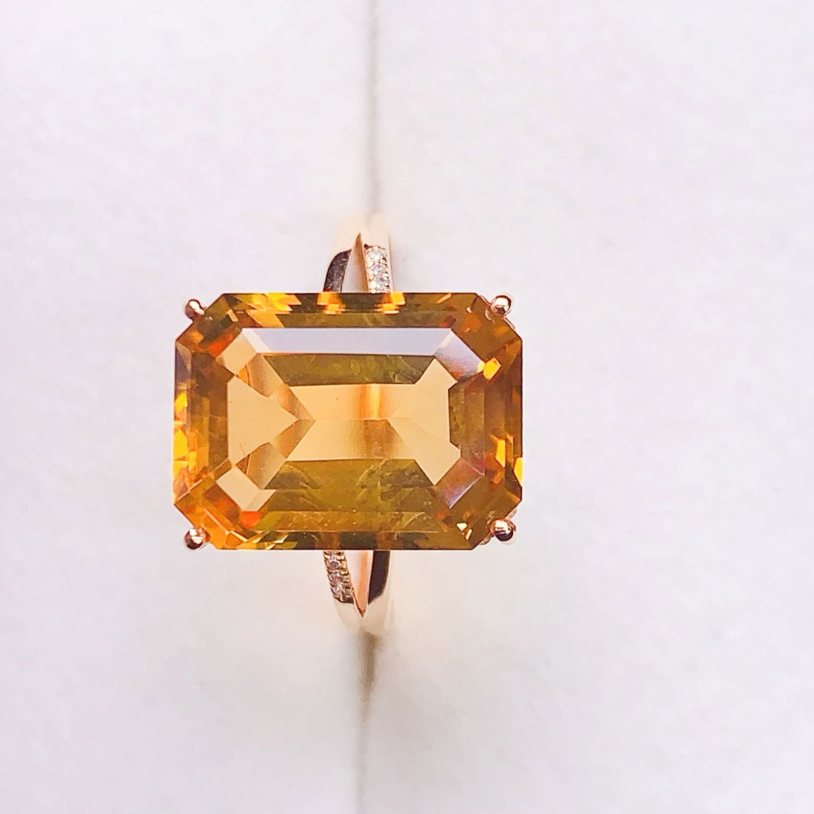 14k Gold 6.78 Ctw Natural Citrine & Diamond Ring - 2