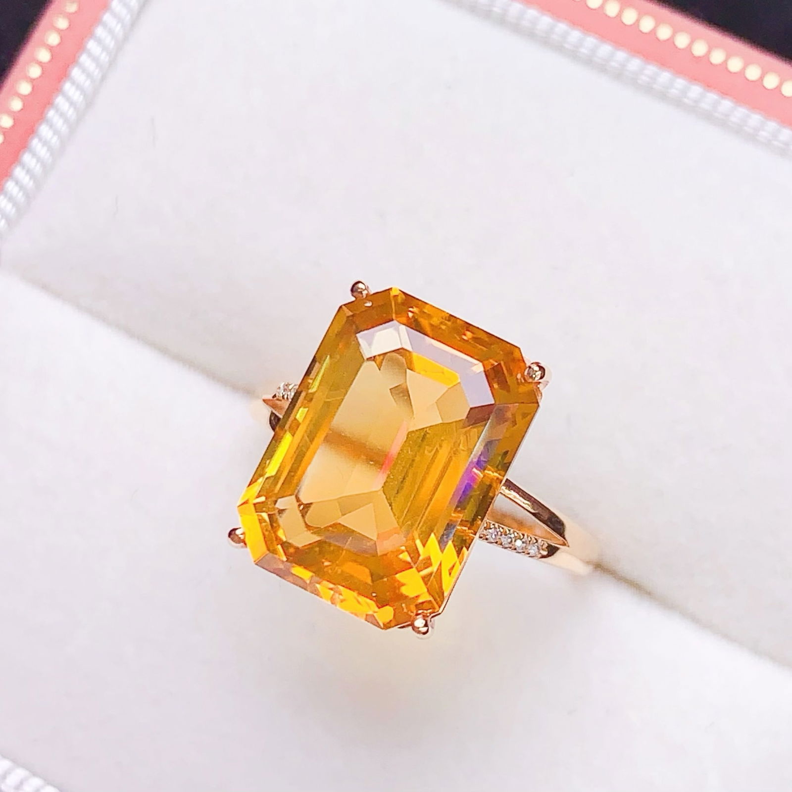 14k Gold 6.78 Ctw Natural Citrine & Diamond Ring - 3