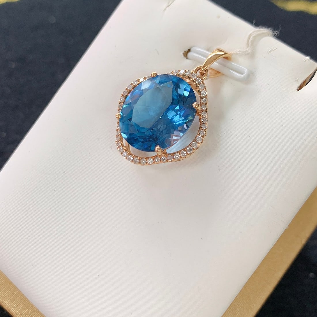 14k Gold 8.87 Ctw Natural Topaz & Diamond Pendant( Without Chain ) - 2