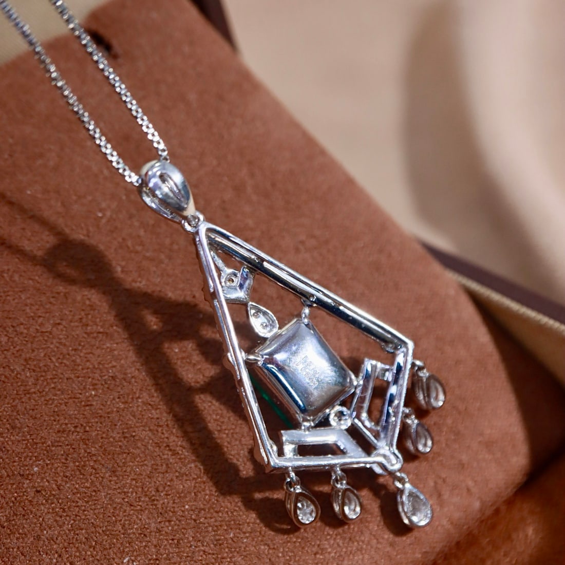 14k Gold 4.52 Ctw Vivid Green Natural Emerald & Diamond Pendant( Without Chain ) - 5