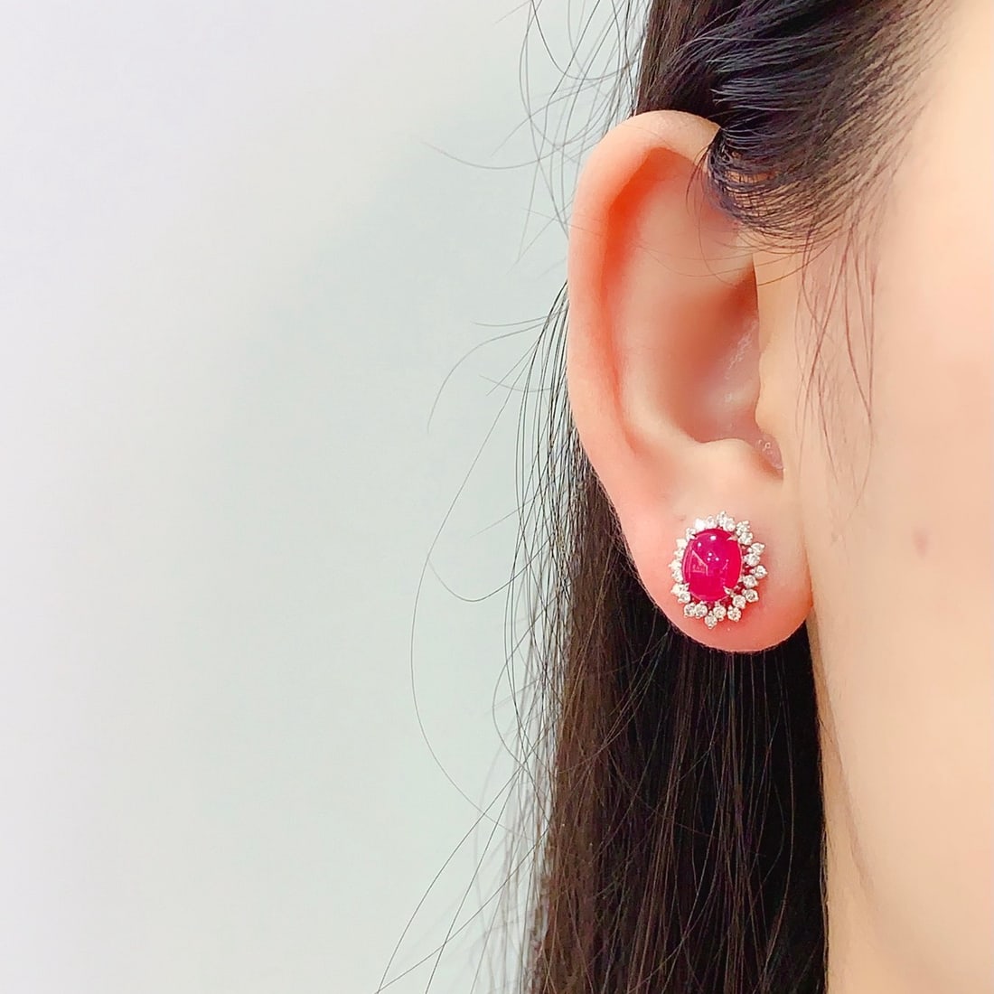 14k Gold 3.15 Ct Natural Ruby & Diamond Earrings - 6