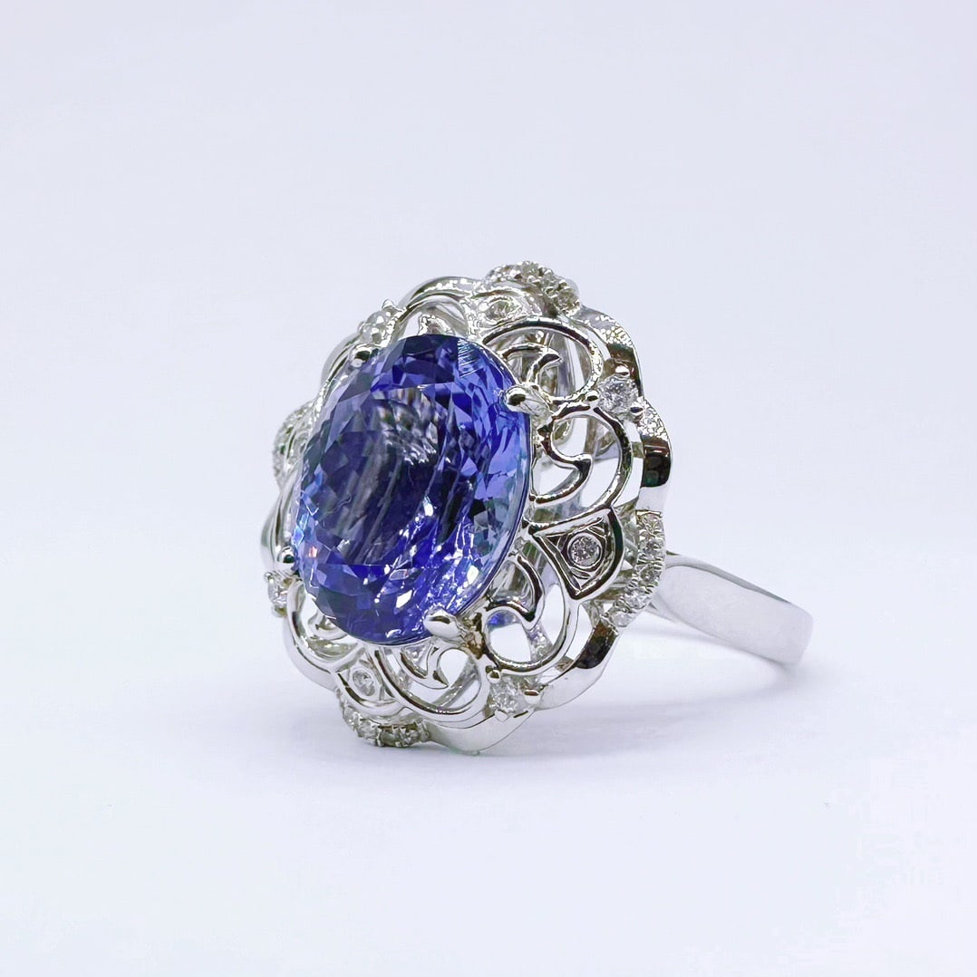 14k Gold 4.02 Ctw Natural Tanzanite & Diamond Ring/pendant( Without Chain ) - 2