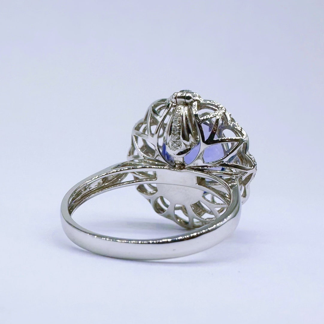 14k Gold 4.02 Ctw Natural Tanzanite & Diamond Ring/pendant( Without Chain ) - 4