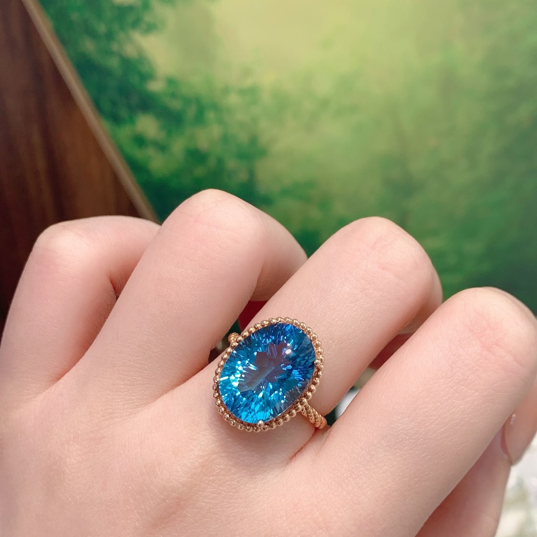 14k Gold 9.20 Ct Natural Topaz Ring - 7