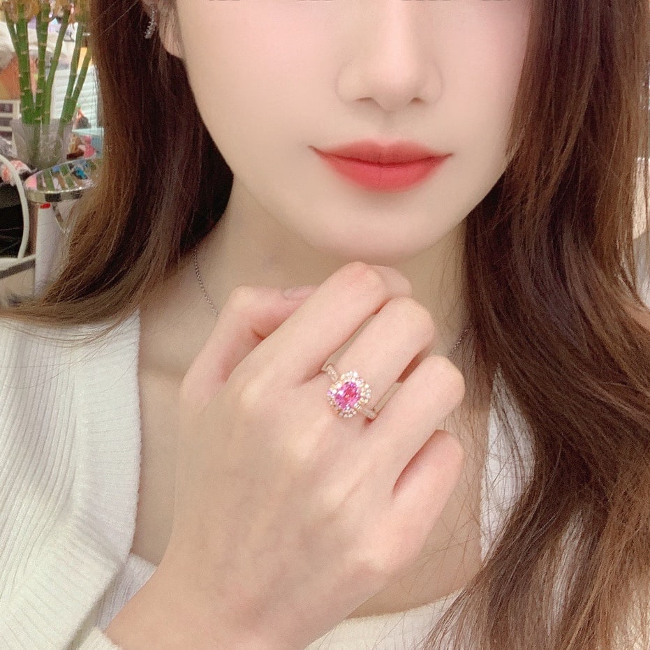 14k Gold 2.57 Ctw Natural Padparadscha Sapphire & Diamond Ring - 5