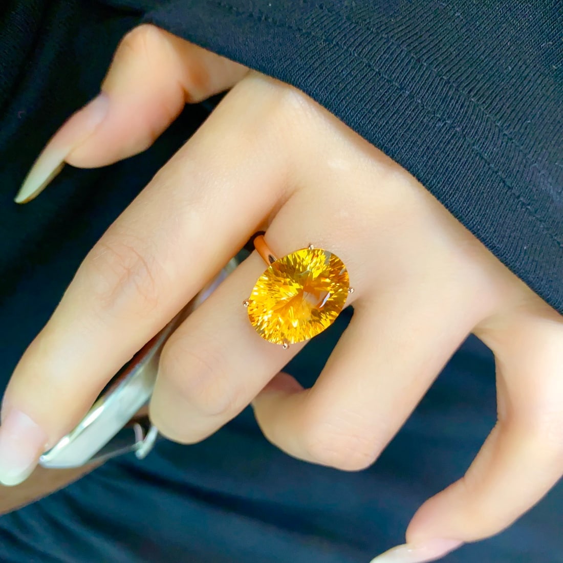 14k Gold 8.8 Ct Natural Citrine Ring - 4