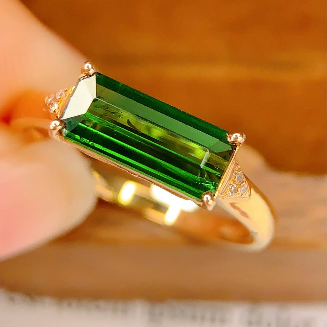 14k Gold 1.45 Ct Natural Tourmaline & Diamond Ring - 5