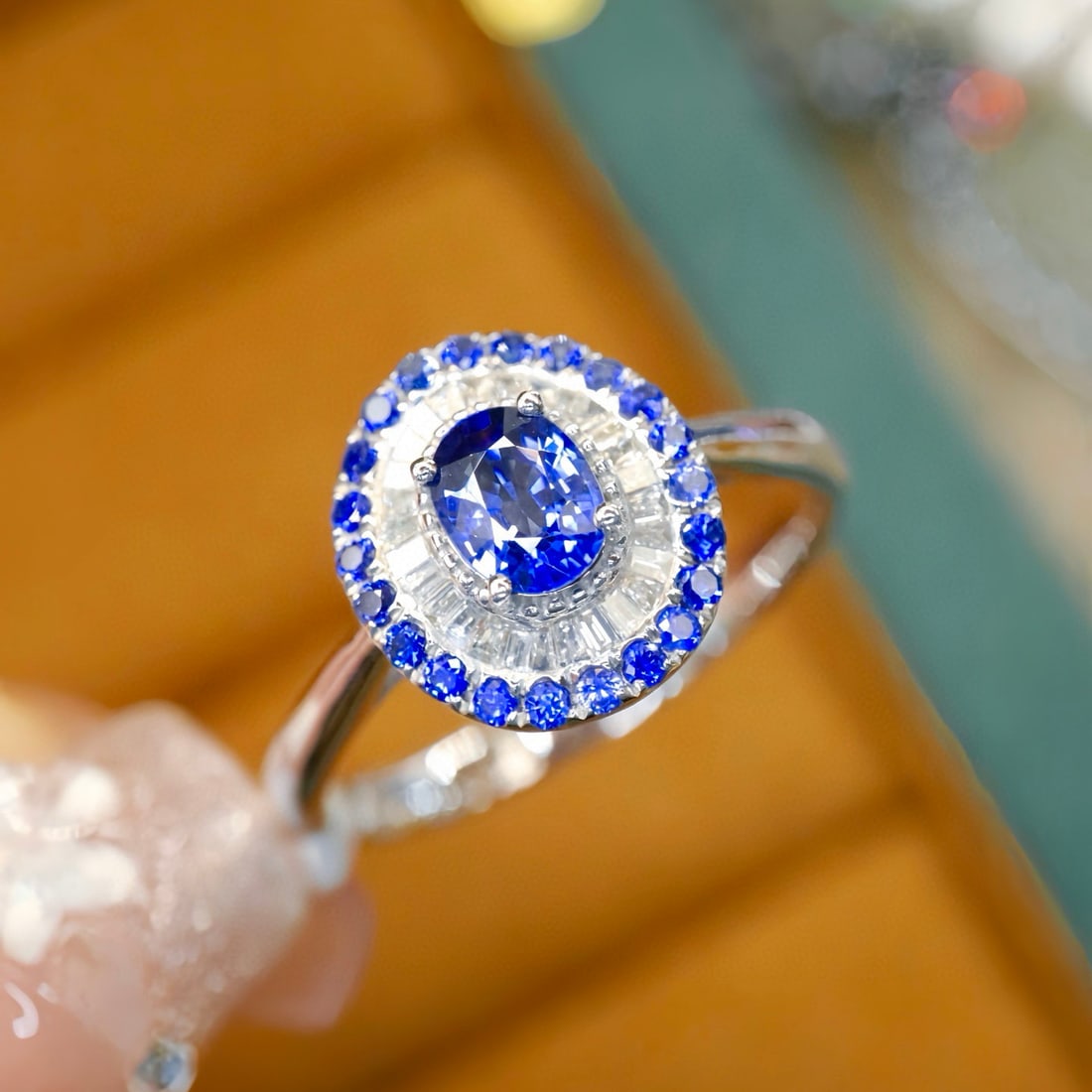 14k Gold 0.67 Ctw Natural Sapphire & Diamond Ring - 4