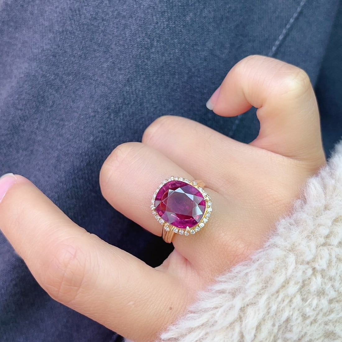 14k Gold 8.20 Ct Natural Tourmaline & Diamond Ring - 5