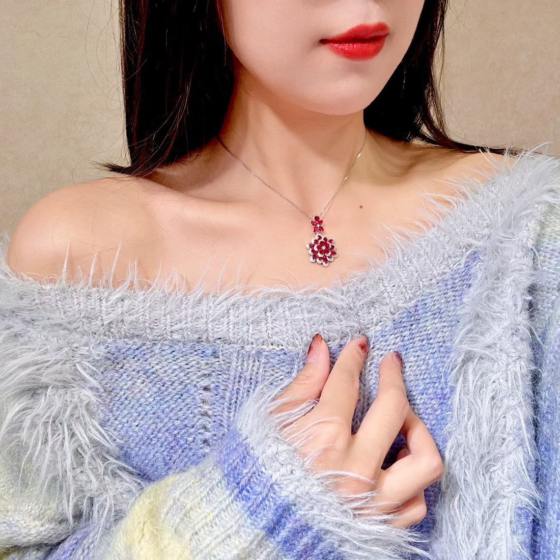 14k Gold 5.67 Ctw Natural Ruby & Diamond Pendant( Without Chain ) - 4