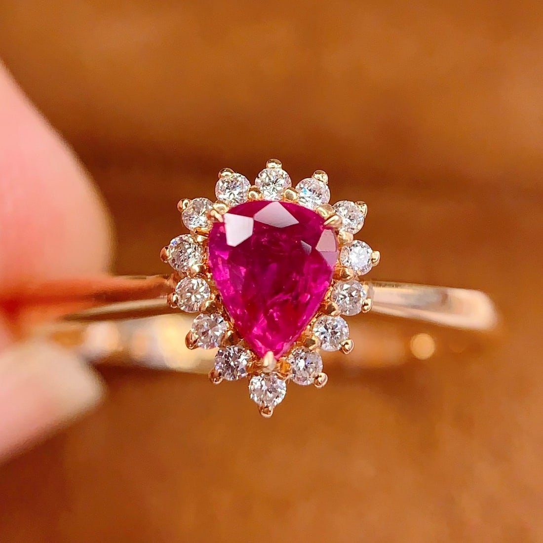 14k Gold 0.55 Ct Natural Ruby & Diamond Ring - 2