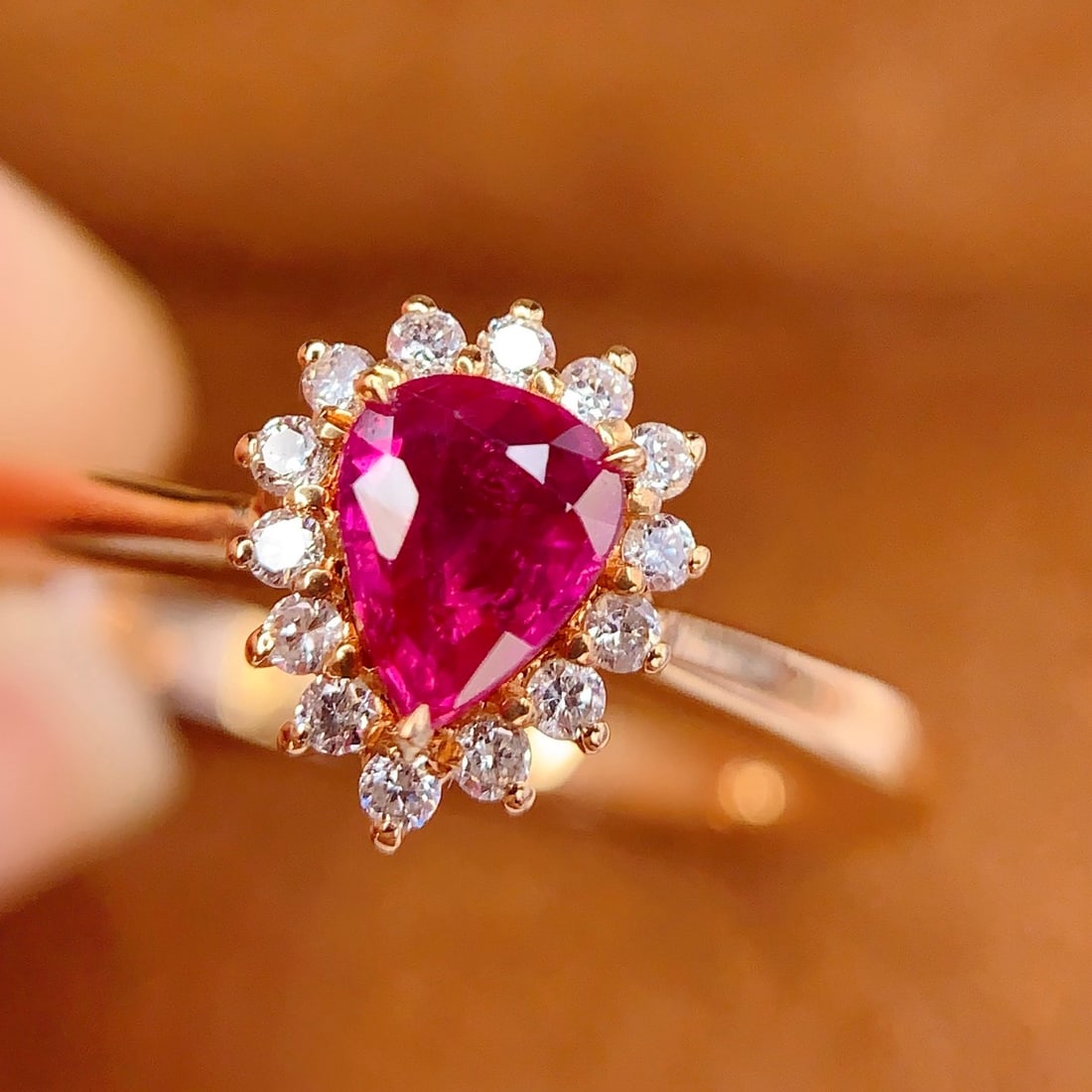 14k Gold 0.55 Ct Natural Ruby & Diamond Ring - 5