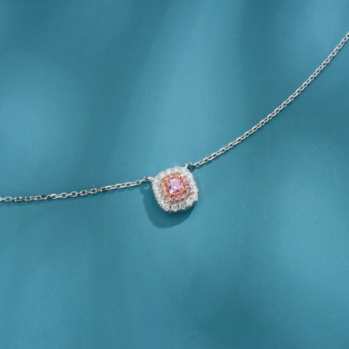 14k Gold 0.33 Ctw Natural Pink Diamond & Diamond Necklace - 2