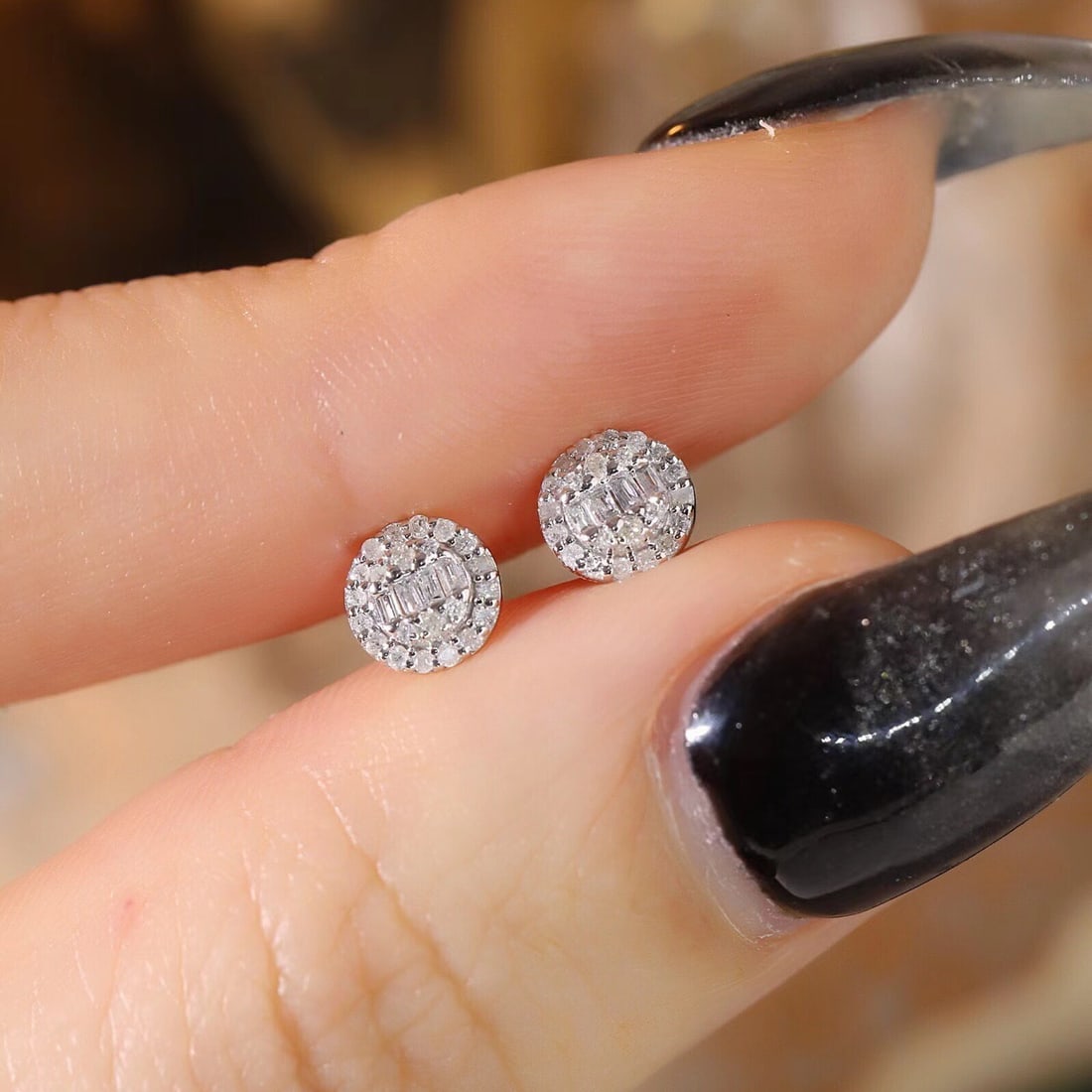 14k Gold 0.18 Ct Natural H Diamond Earrings - 5