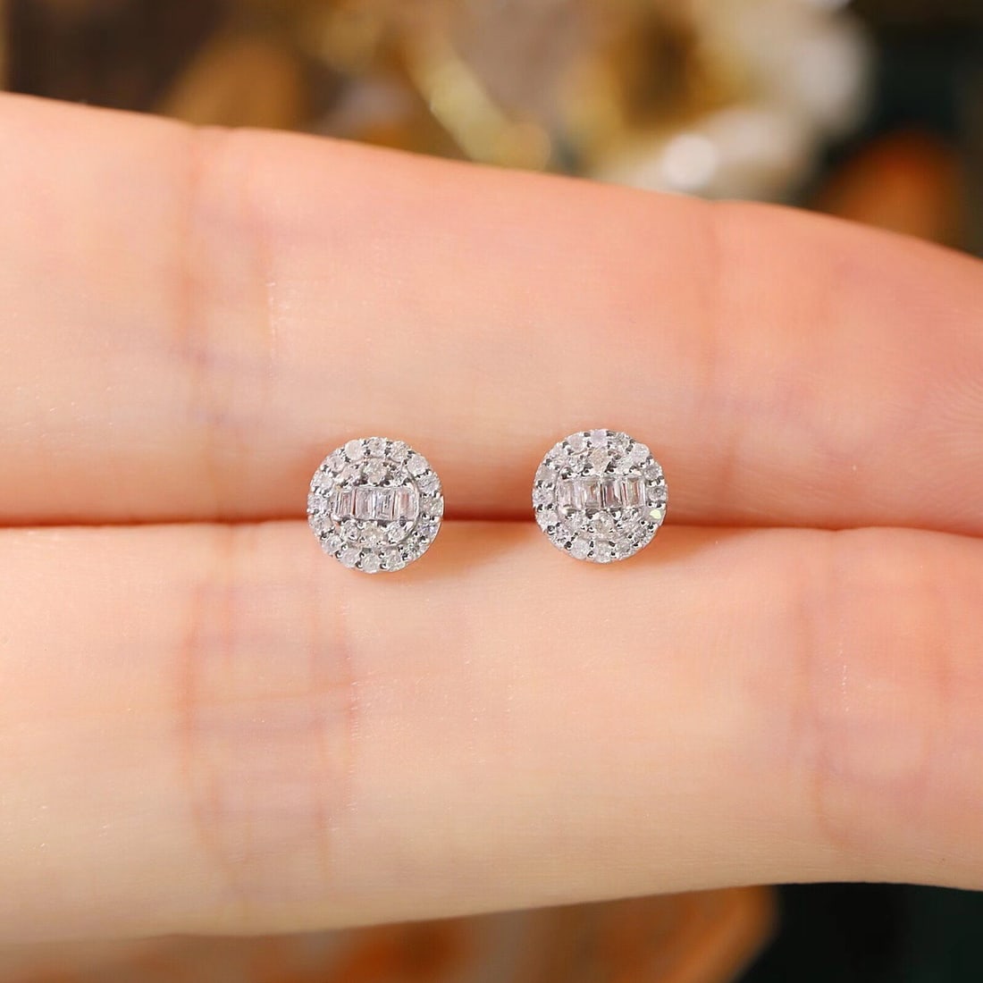 14k Gold 0.18 Ct Natural H Diamond Earrings - 6