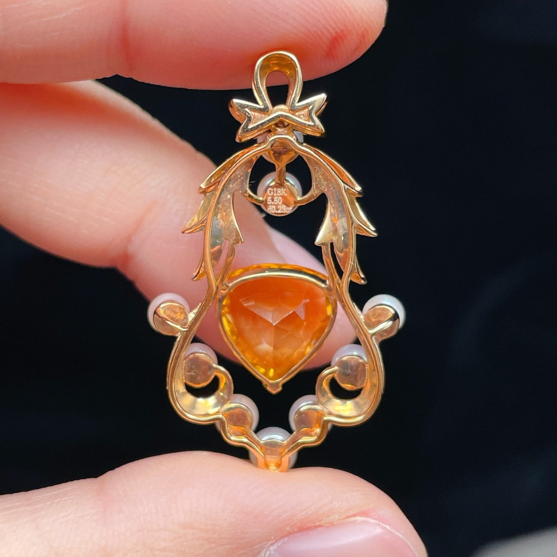 14k Gold 5.73 Ctw Natural Citrine & Diamond Pendant( Without Chain ) - 5