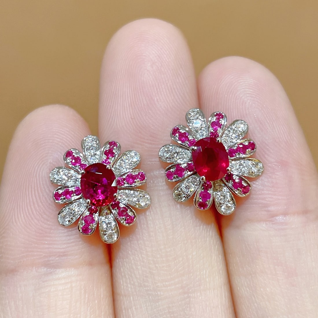 14k Gold 1.30 Ctw Natural Ruby & Ruby Earrings - 3