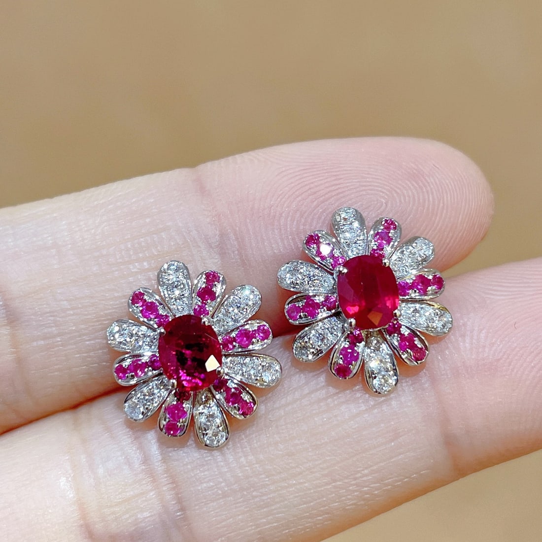 14k Gold 1.30 Ctw Natural Ruby & Ruby Earrings - 4