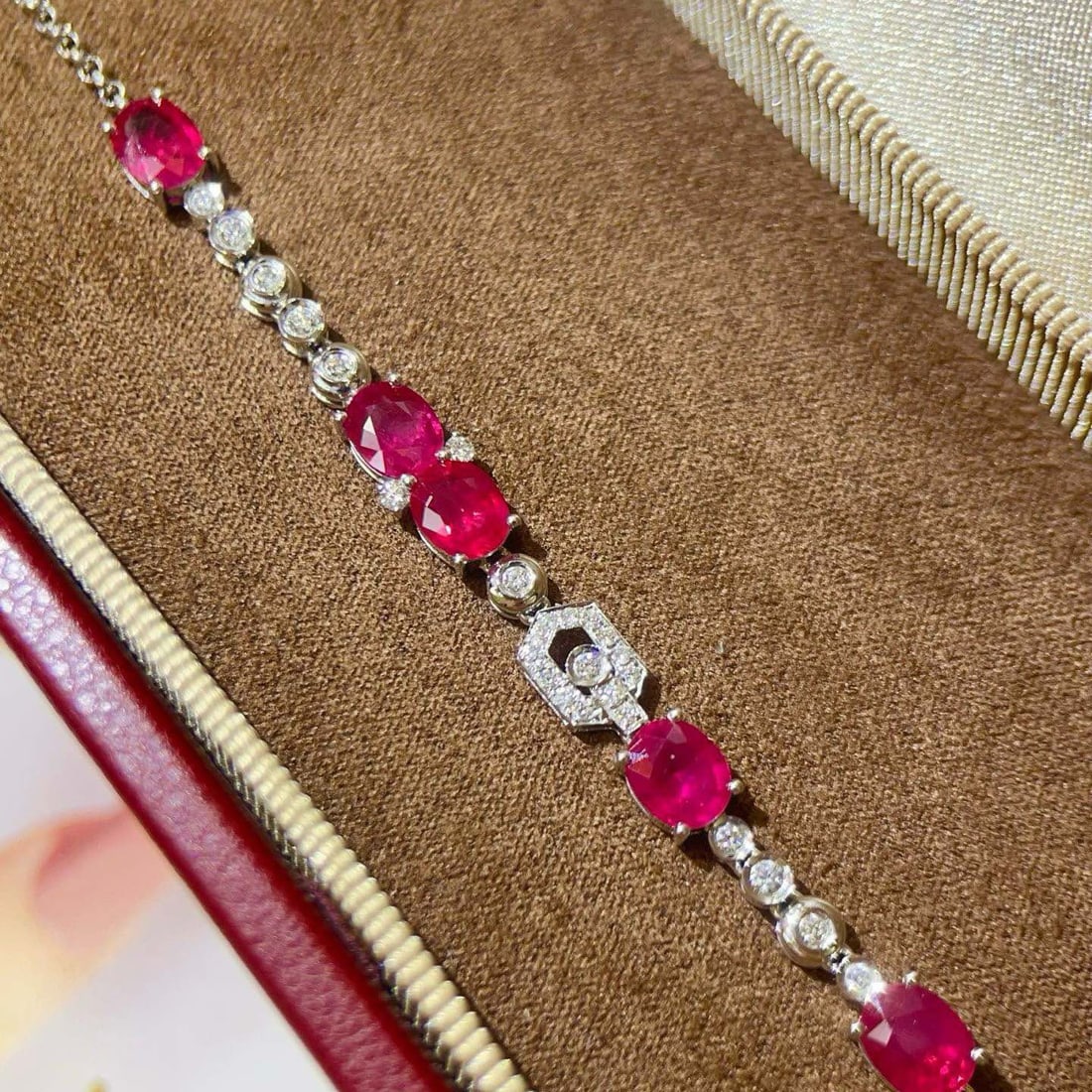 14k Gold 2.71 Ctw Natural Ruby & Diamond Bracelet - 2