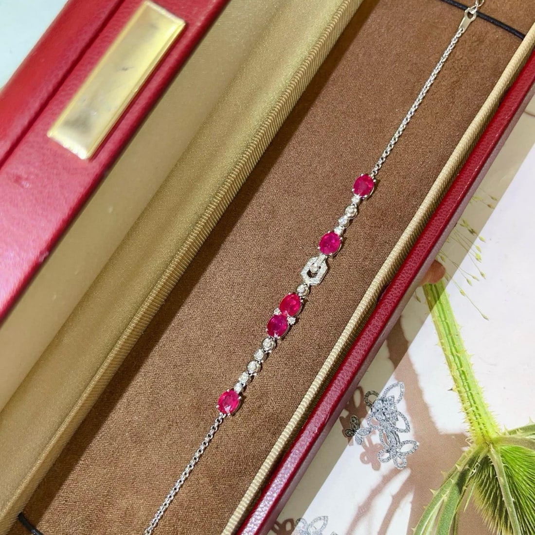 14k Gold 2.71 Ctw Natural Ruby & Diamond Bracelet - 4