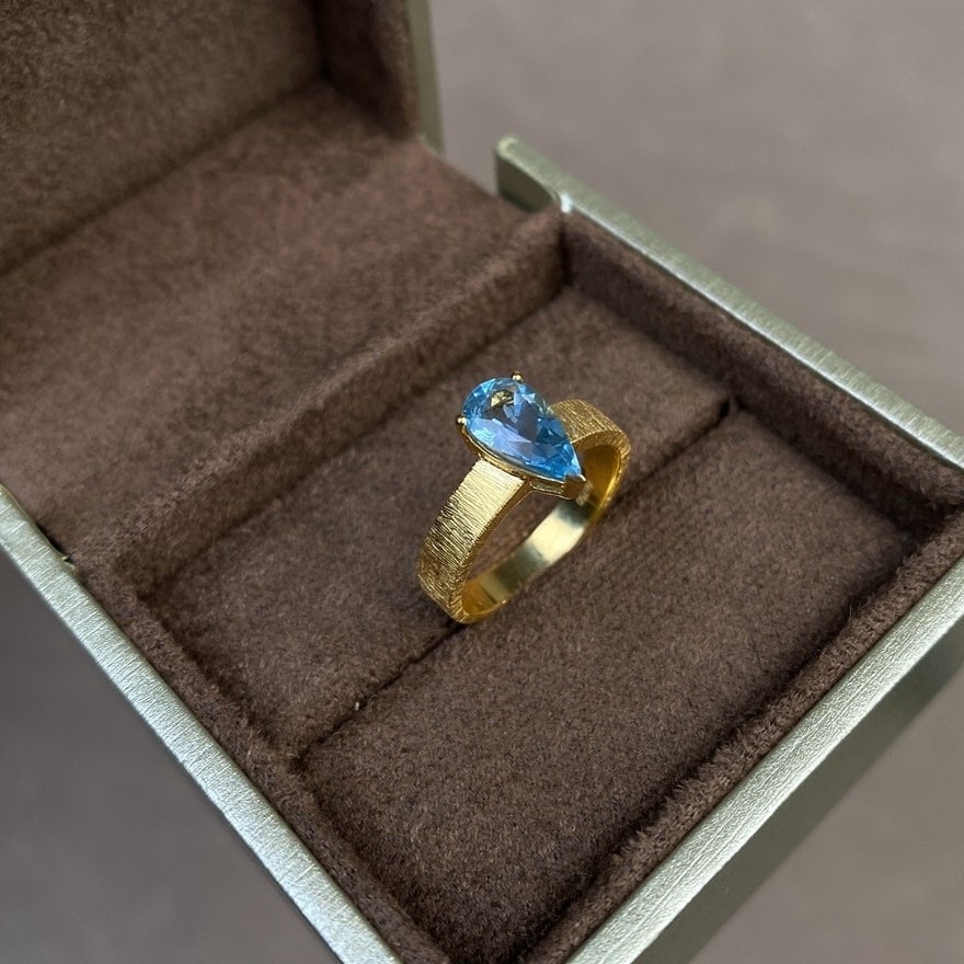 14k Gold 1.25 Ct Natural Aquamarine Ring - 4