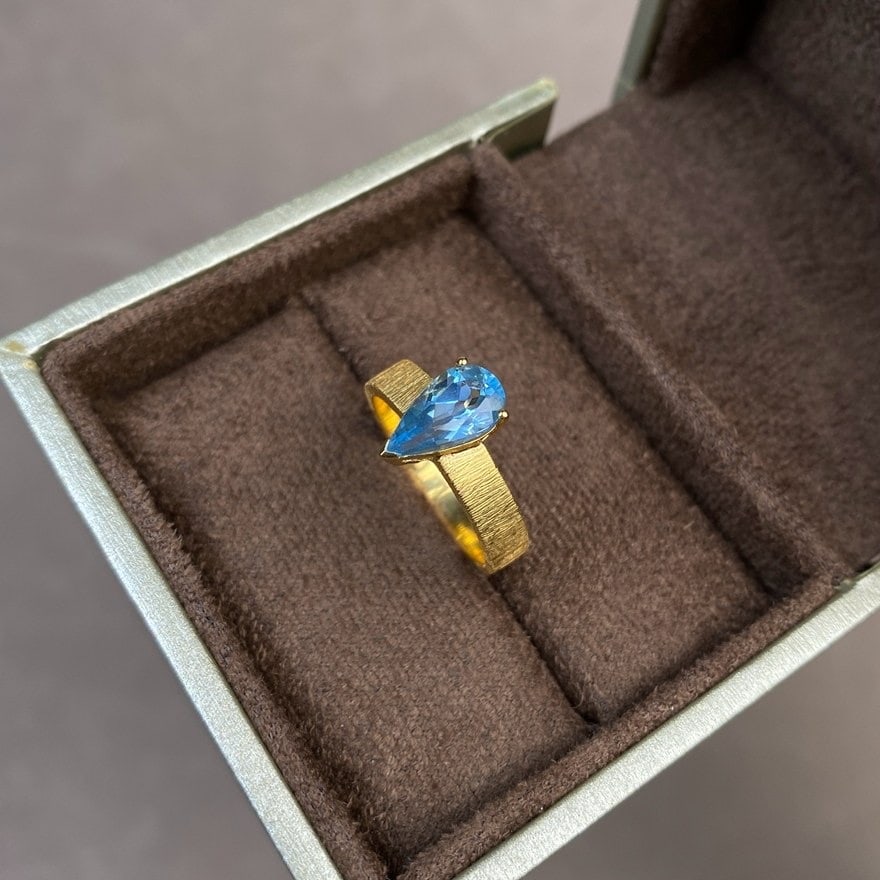 14k Gold 1.25 Ct Natural Aquamarine Ring - 6