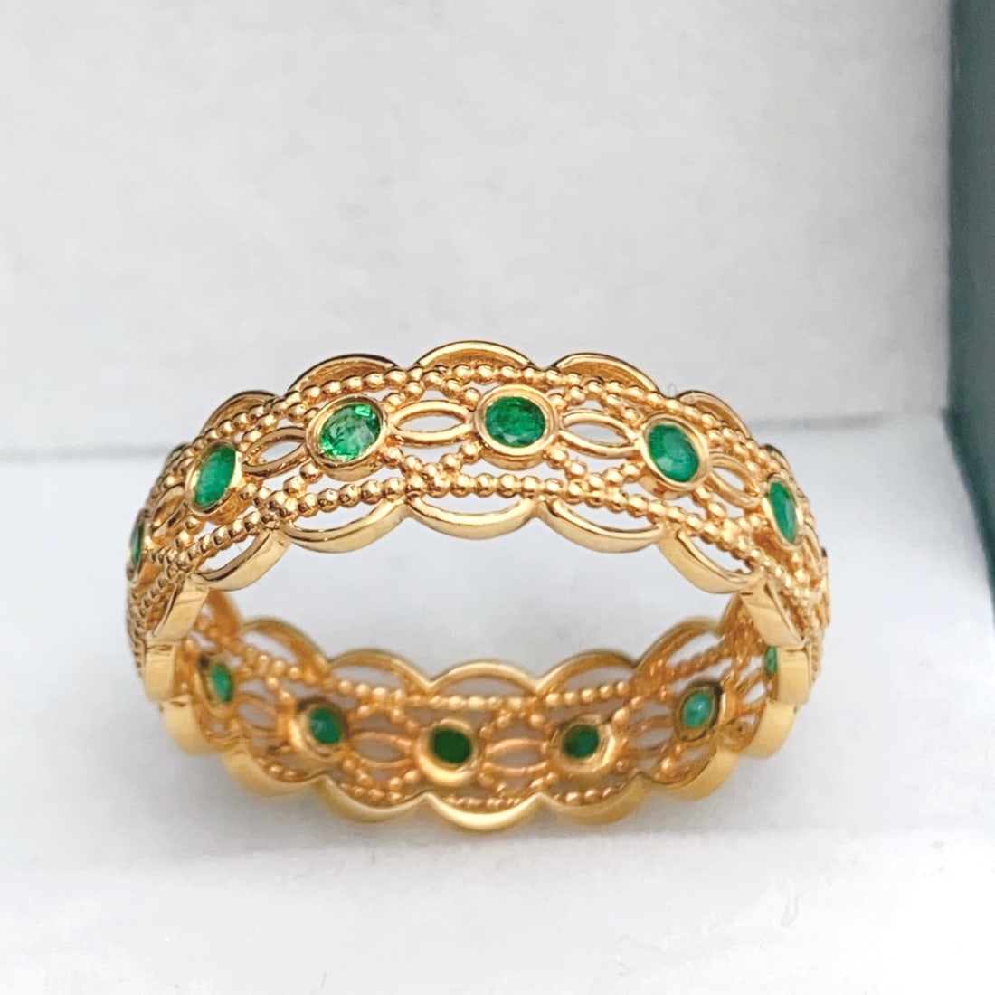 14k Gold 0.80 Ct Natural Emerald Ring - 5