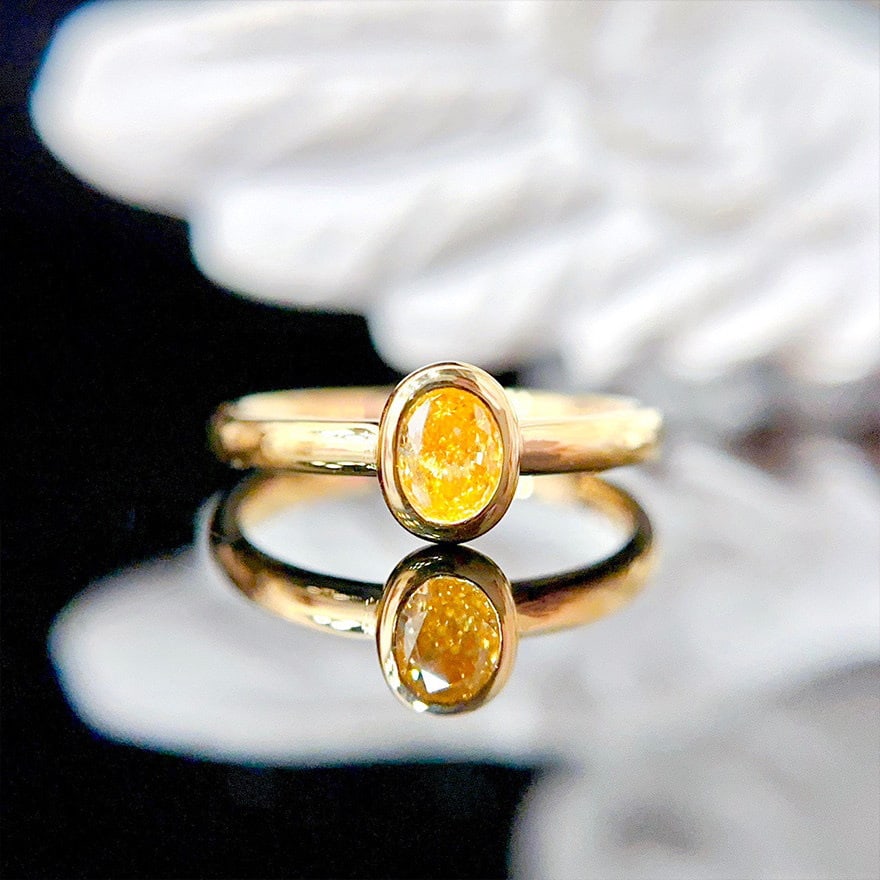 14k Gold 0.4 Ct Natural Yellow Diamond Ring: Ref:231106255 // gold content:14k gold // ring size:7. 25us // // main gemstone:yellow diamond // shape:oval // carat weight:0. 4ct // color:yellow // treatment:natural // Condition: NewLow