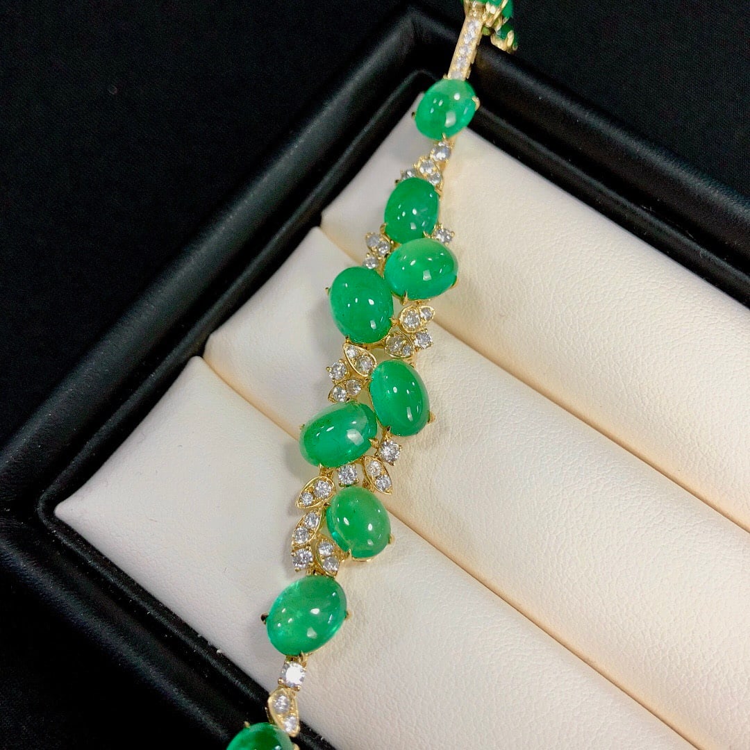 14k Gold 18.91 Ctw Natural Emerald & Diamond Bracelet - 3