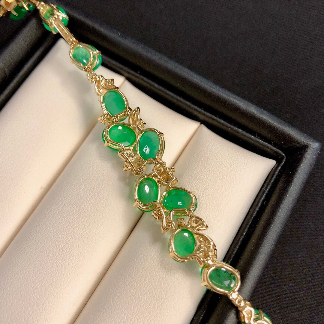 14k Gold 18.91 Ctw Natural Emerald & Diamond Bracelet - 5