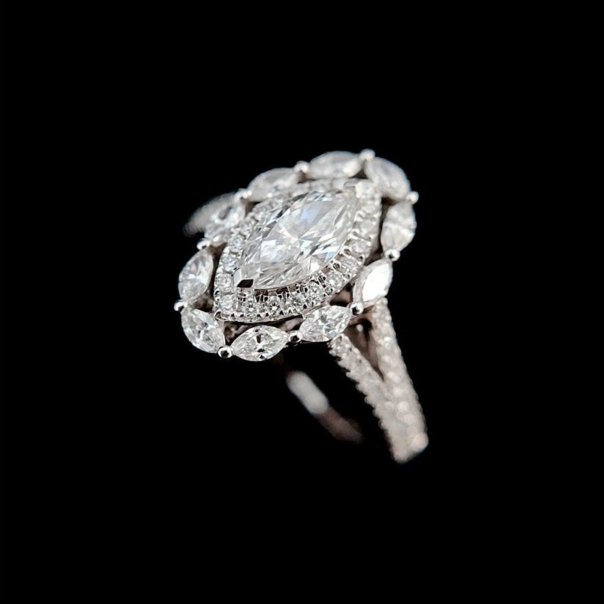 Gia Certified 14k Gold 0.50 Ct Natural F Si2 Marquise Diamond Ring/pendant( Without Chain ) - 2