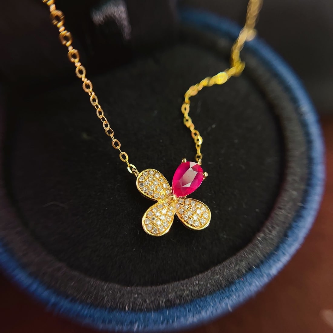 14k Gold 0.80 Ct Natural Ruby & Diamond Necklace - 5