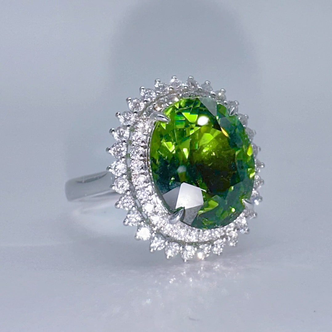 14k Gold 7.67 Ctw Natural Tourmaline & Diamond Ring - 2