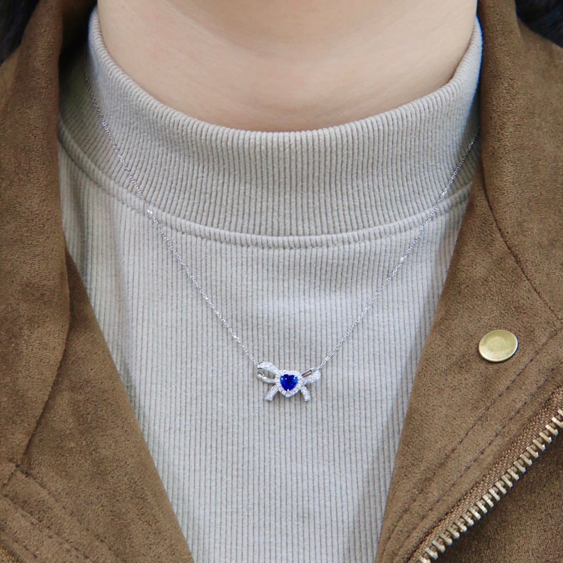 14k Gold 0.77 Ctw Natural Sapphire & Diamond Necklace - 7