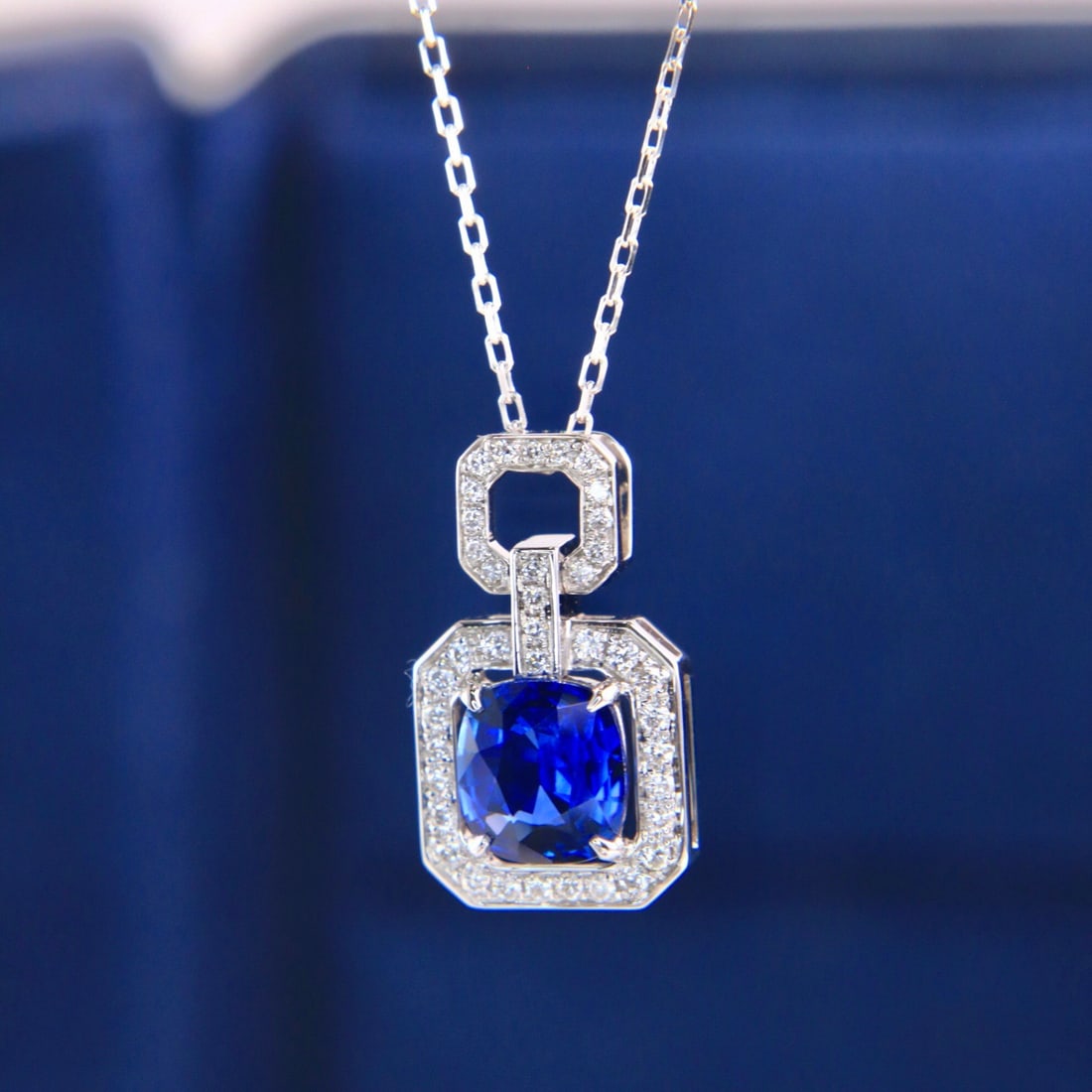 14k Gold 1.22 Ctw Natural Sapphire & Diamond Necklace - 4
