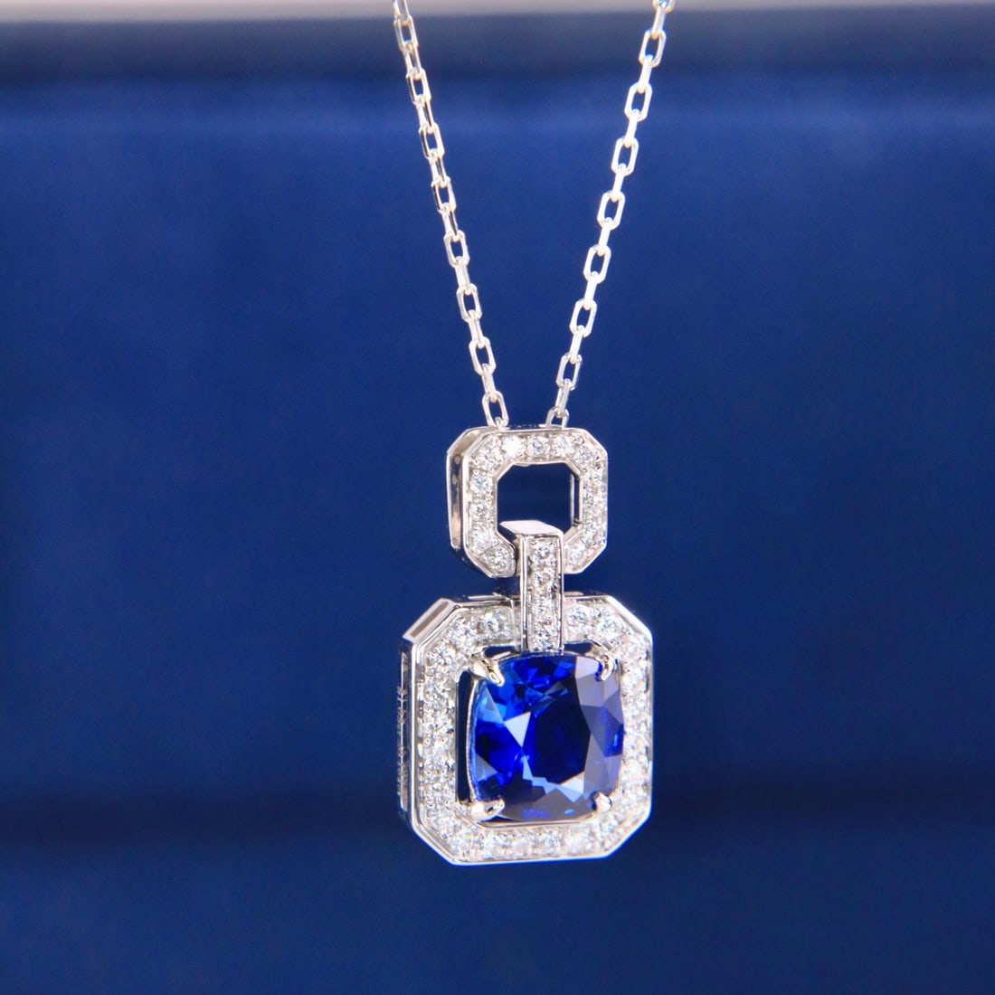 14k Gold 1.22 Ctw Natural Sapphire & Diamond Necklace - 5