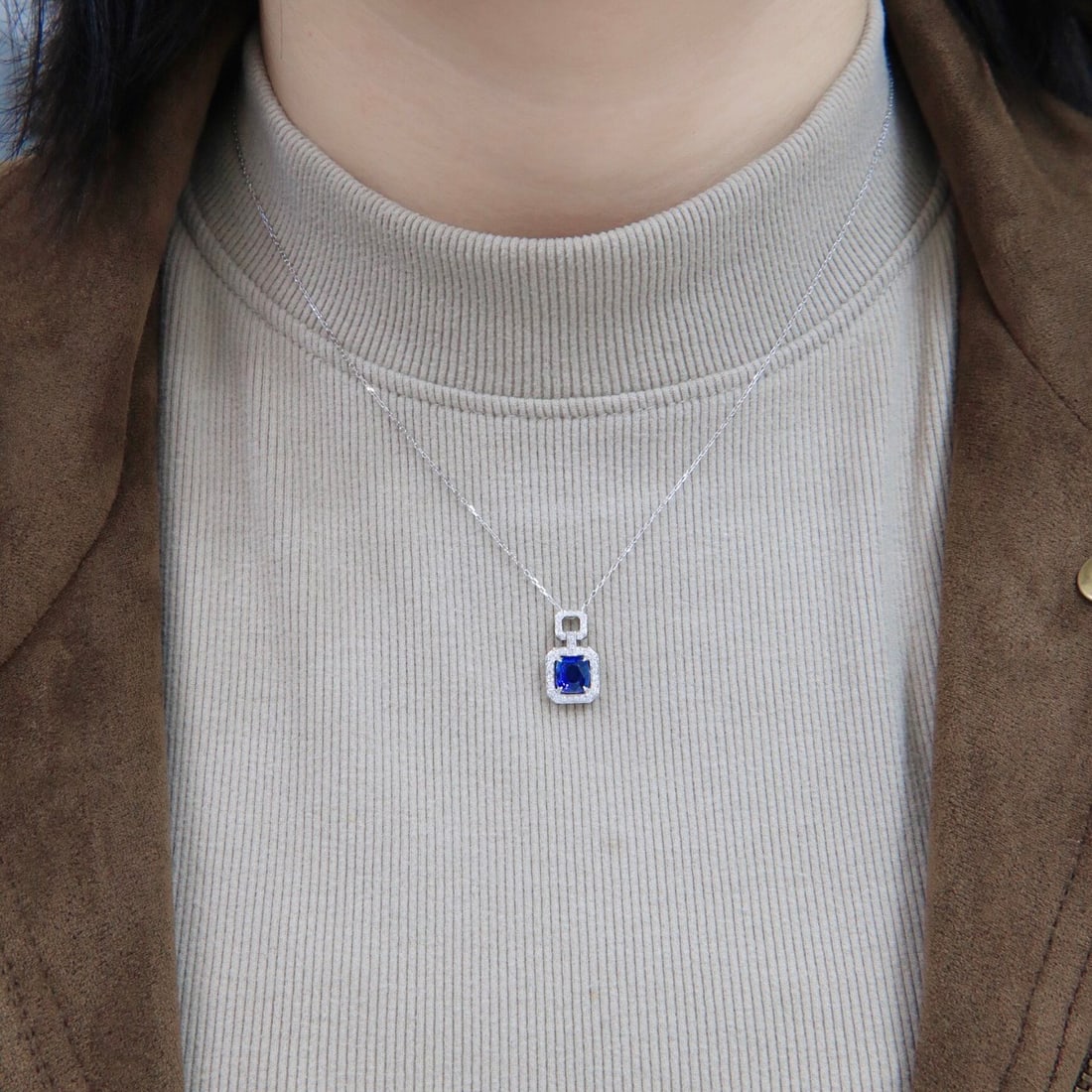 14k Gold 1.22 Ctw Natural Sapphire & Diamond Necklace - 9