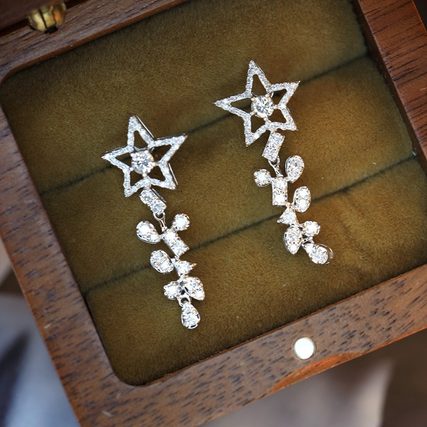 14k Gold 0.8 Ct Natural H Diamond Earrings - 2