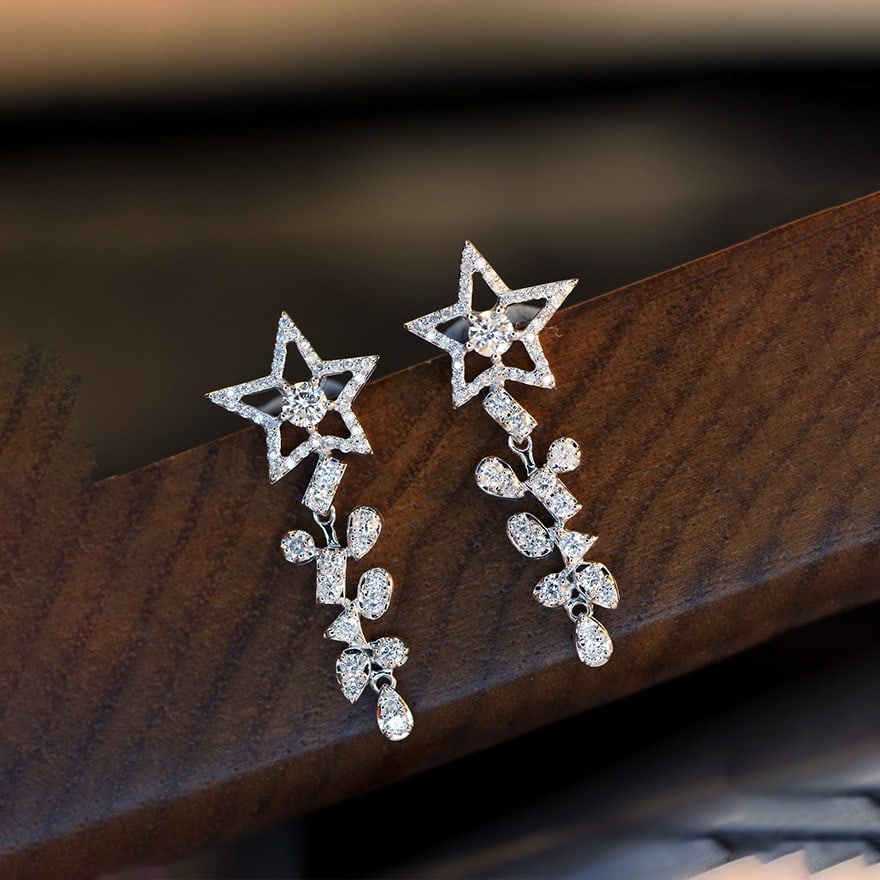 14k Gold 0.8 Ct Natural H Diamond Earrings - 4