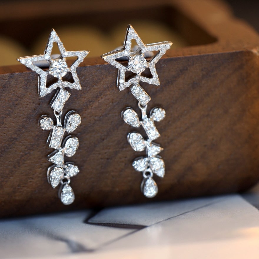 14k Gold 0.8 Ct Natural H Diamond Earrings - 6