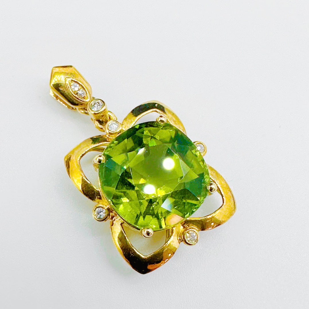 14k Gold 4.50 Ct Natural Tourmaline & Diamond Pendant( Without Chain ) - 2