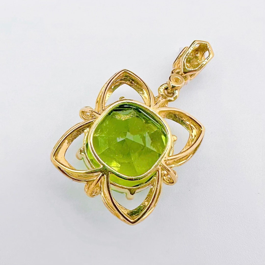 14k Gold 4.50 Ct Natural Tourmaline & Diamond Pendant( Without Chain ) - 3