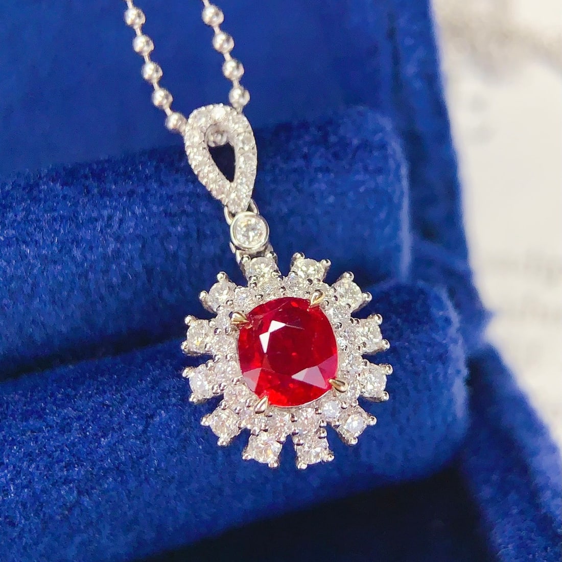 14k Gold 1.02 Ct Natural Ruby & Diamond Pendant( Without Chain ) - 3