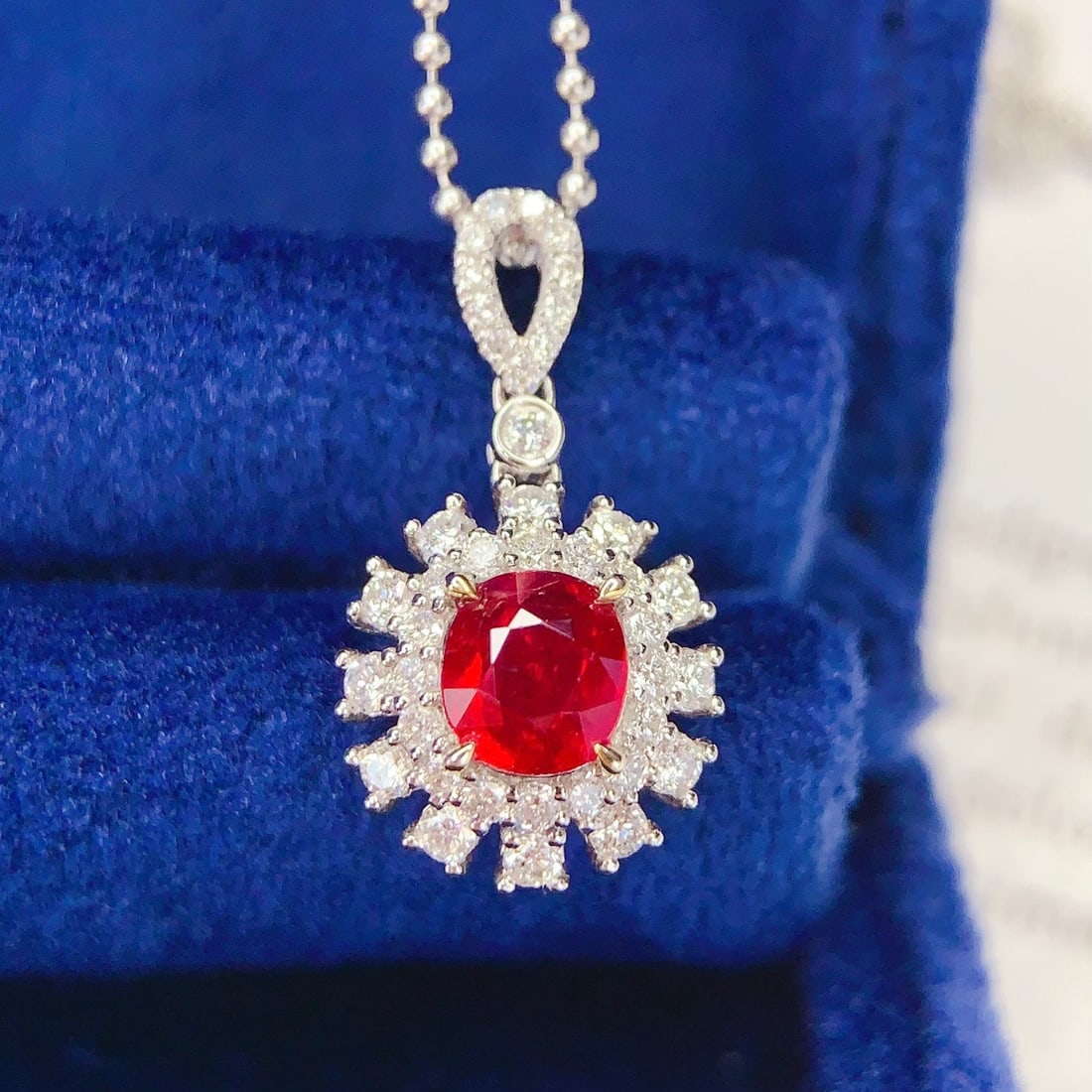 14k Gold 1.02 Ct Natural Ruby & Diamond Pendant( Without Chain ) - 4