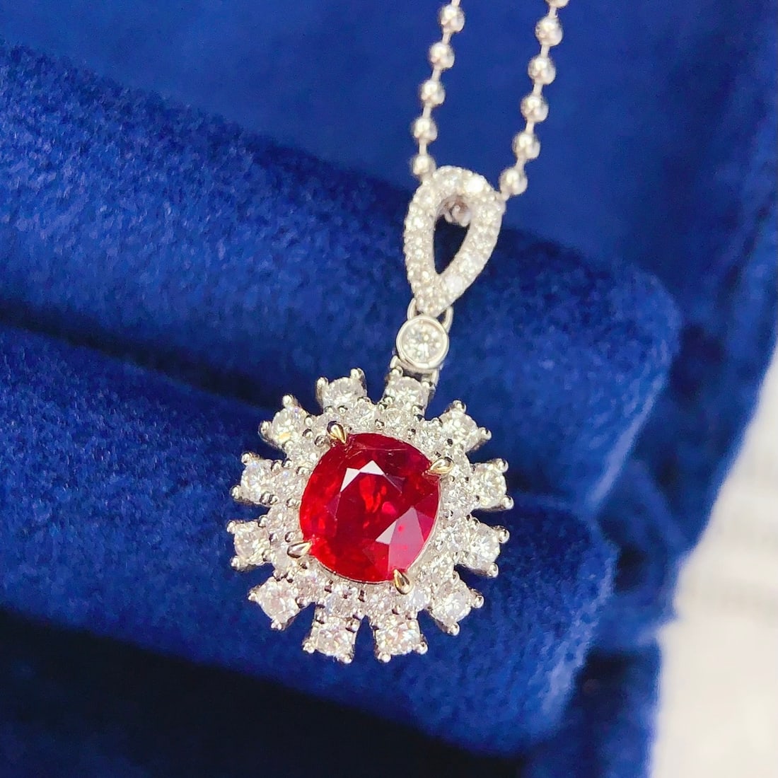 14k Gold 1.02 Ct Natural Ruby & Diamond Pendant( Without Chain ) - 5