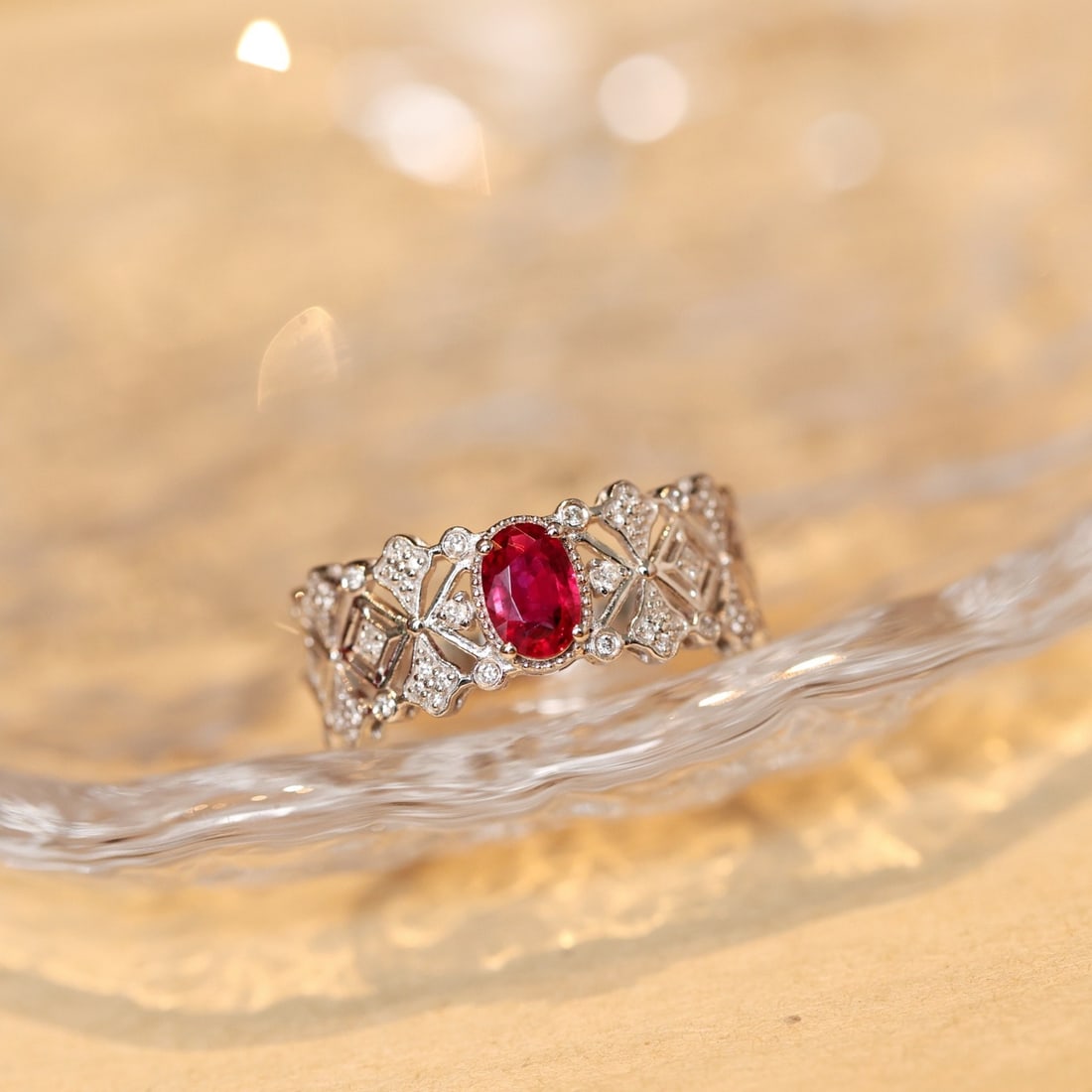 14k Gold 0.72 Ctw Natural Ruby & Diamond Ring - 4