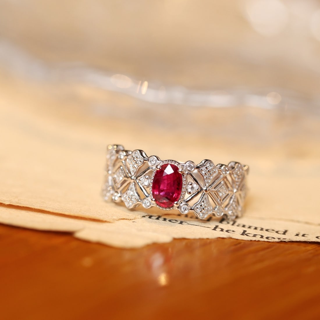 14k Gold 0.72 Ctw Natural Ruby & Diamond Ring - 5